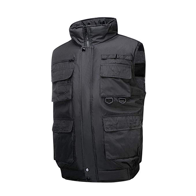 Hokivin Mens Lightweight Zipper up Oversize Vest Coat Jacket with Pockets