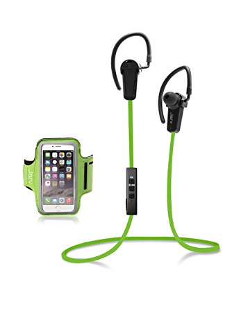 Jarv NMotion Wireless Bluetooth 4.0 Stereo Earbuds with Universal Sports Armband - Green