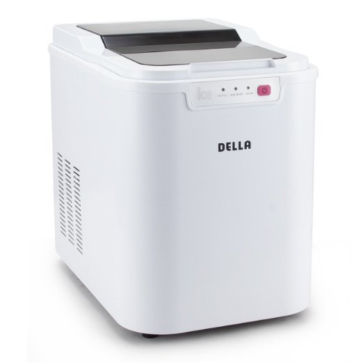 Della© Ice Maker Electric Machine Countertop Cube Size Easy-Touch Buttons Yield Up To 26 Pounds of Ice Daily, White