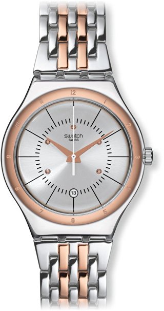 Swatch Irony Sedan Silver Dial Two Tone Stainless Steel Mens Watch YWS404G
