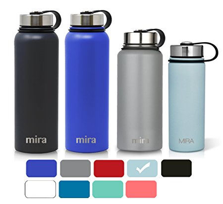 MIRA 40 oz, 32 oz, 22 oz or 18 oz Stainless Steel Vacuum Insulated Wide Mouth Water Bottle | Thermos Keeps Cold for 24 hours, Hot for 12 hours