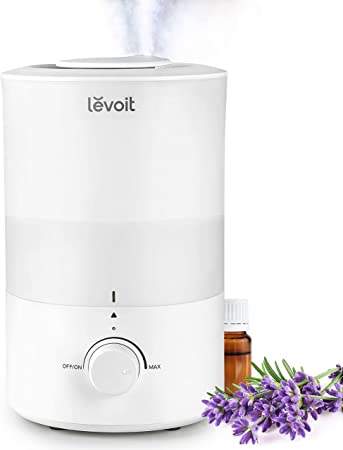 LEVOIT Humidifiers for Bedroom Large Room (3L Water Tank), Cool Mist Top Fill with Essential Oil Diffuser for Baby and Plants, Dishwasher Safe, Rapid Humidification for Home Whole House, White