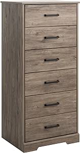 Prepac Rustic Ridge Farmhouse Dresser, Brown Dresser for Bedroom, Chest of Drawers with 6 Drawers 18.5" D x 23.75" W x 51.5" H, DDBH-1606-1