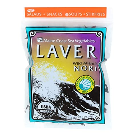 Laver Whole Leaf | 1 oz Bag | Organic Seaweed | Maine Coast Sea Vegetables
