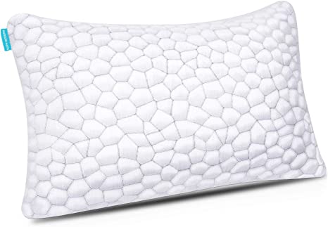 Shredded Memory Foam Pillows for Sleeping Cooling Bamboo Pillow with Adjustable Loft Hypoallergenic Bed Pillows for Side and Back Sleepers Removable Cover Queen Size