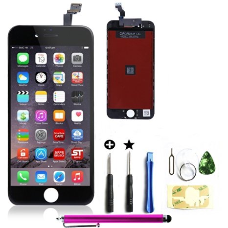 CLWHJLCD Display &Touch Screen Digitizer Replacement Frame Assembly Full Set for iPhone 6 (4.7 inch) (Black)