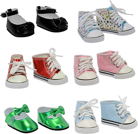 The New York Doll Collection 6 Pairs of Doll Shoes Fits 18" Dolls (Style 2)