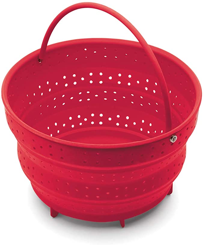 Fox Run 48772 Collapsible Silicone Steamer Basket Insert for Instant Pot, 6-Quart, Red