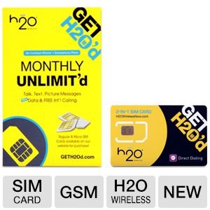 H2O Wireless Micro Sim Card with First Month Included : $30 Plan H20 Micro & Standard Size