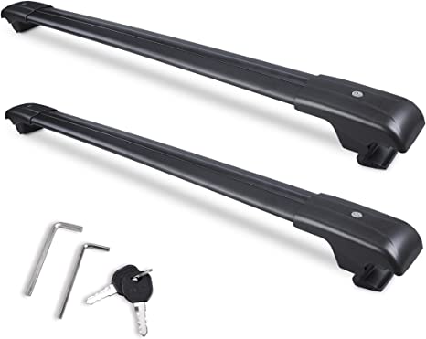 Autekcomma Heavy Duty Roof Rack Crossbars Replacement for 2007-2021 Toyota 4Runner ,Anti-Corrosion ,Aircraft Aluminum Black Matte with Anti-Theft Locks . (ONLY FIT Original EXISTING Side Rail)
