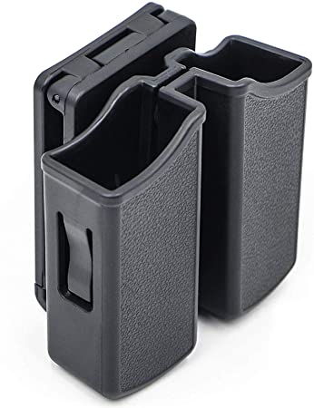 RioRand Magazine Pouch Double Magazine Holster Universal 9mm .40 Caliber Stack with 1.5-2 Inches Belt Clip Fit Glock Sig Sauer S&W Beretta Browning Taurus H&K Most Pistol Mags
