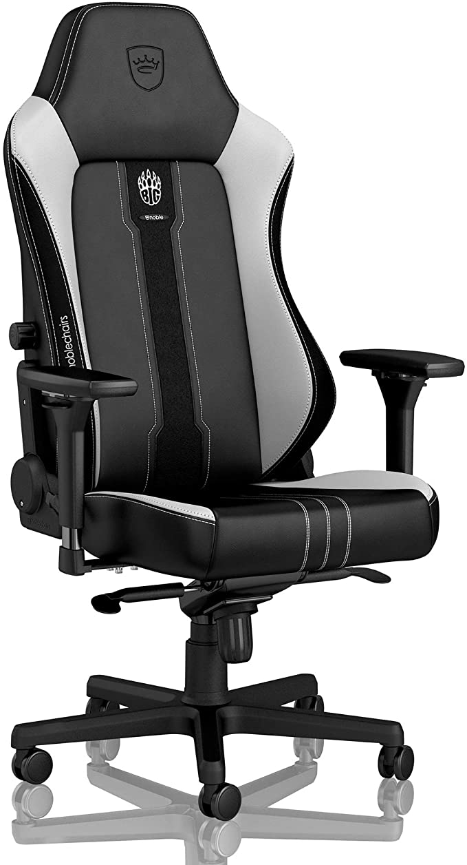 noblechairs HERO Chaise de Gaming - Chaise de Bureau - Cuir Synthétique PU - Inclinable à 135° - 150kg - Design de Chaise de Course - BIG Edition - Noir / Blanc