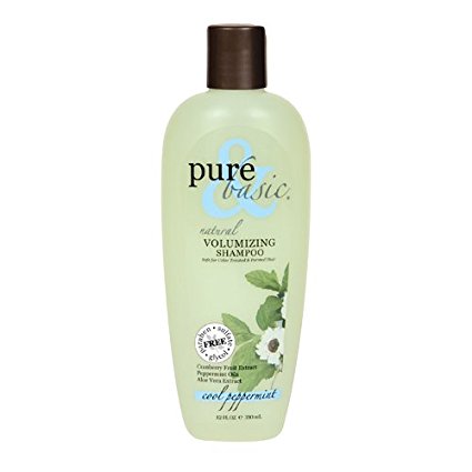 Pure and Basic Natural Volumizing Shampoo, Cool Peppermint, 12 Fluid Ounce