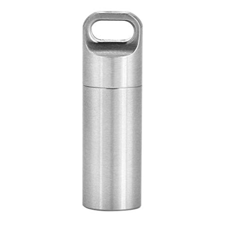 Dilwe Medicine Sealed Bottle, Outdoor Waterproof Stainless Steel Medicine Sealed Bottle Camping Pill Holder Box for Outdoor Camping Hiking Climbing