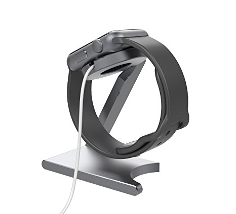 ELECLOVER Foldable Aluminum Apple Watch Charging Stand Cradle, Aluminum Alloy Holder, Gray