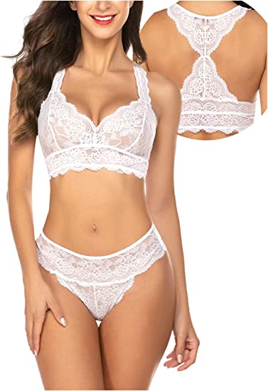 ELOVER Lace Two Piece Lingerie High Waisted Lingerie Set Bra and Panty Sets