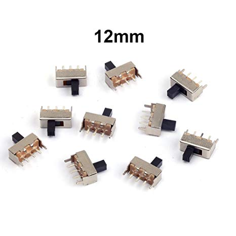 Cylewet 10Pcs 12mm Vertical Slide Switch SPDT 1P2T with 3 Pins PCB Panel for Arduino (Pack of 10) CYT1016