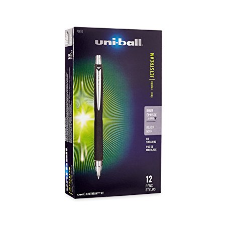 uni-ball Jetstream RT Ballpoint Pens, Bold Point (1.0mm), Black, 12 Count