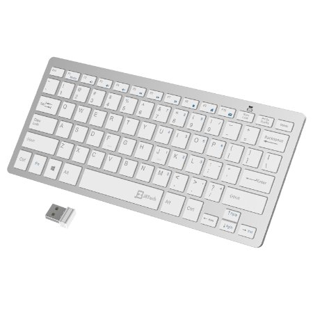 JETech 24G Wireless Keyboard for Windows 8  7  Vista  XP White