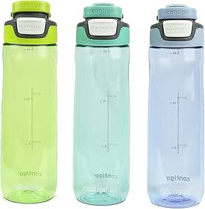 Contigo AUTOSEAL Spill-Proof Water Bottles 24oz, BPA Free, Aqua, Lagoon, Vib Lime