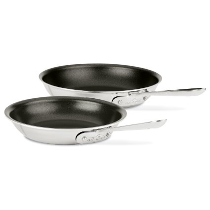 All-Clad 410810 NSR2 Stainless Steel Dishwasher Safe Oven Safe Nontick 8-Inch and 10-Inch Fry Pan Set 2-Piece Black