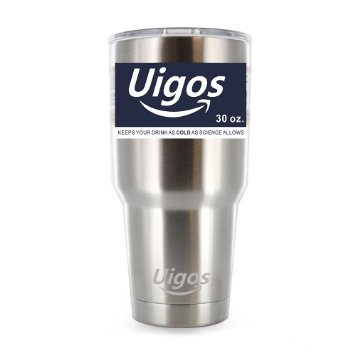 Uigos Tumbler Stainless Steel Travel Cup - 30 oz Double Wall Vacuum Insulated - Keeps Cold & Hot , Coffee Thermos Flask , Mugs