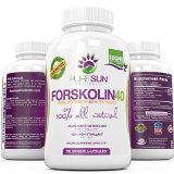 Forskolin40 by Pure Sun Naturals 9679 Strongest Coleus Forskohlii Premium 40 Extract Available 9679 Fat Burner Carb Blocker Weight Loss Supplement 9679 90 Day Supply - 90 Capsules with 300 mg per Cap
