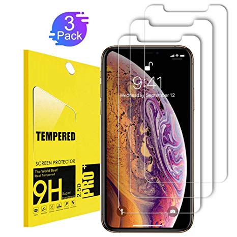 iPhone X Screen Protector (3-Pack), TEIROO Tempered Ballistic Glass Screen Protector Compatible iPhone X/iPhone 10 2017 [Case Friendly] [Easy Install] [3D Touch] [Ultra Clear] [Shatter Proof]
