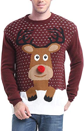 Daisysboutique Men's Holiday Reindeer Snowman Santa Snowflakes Sweater