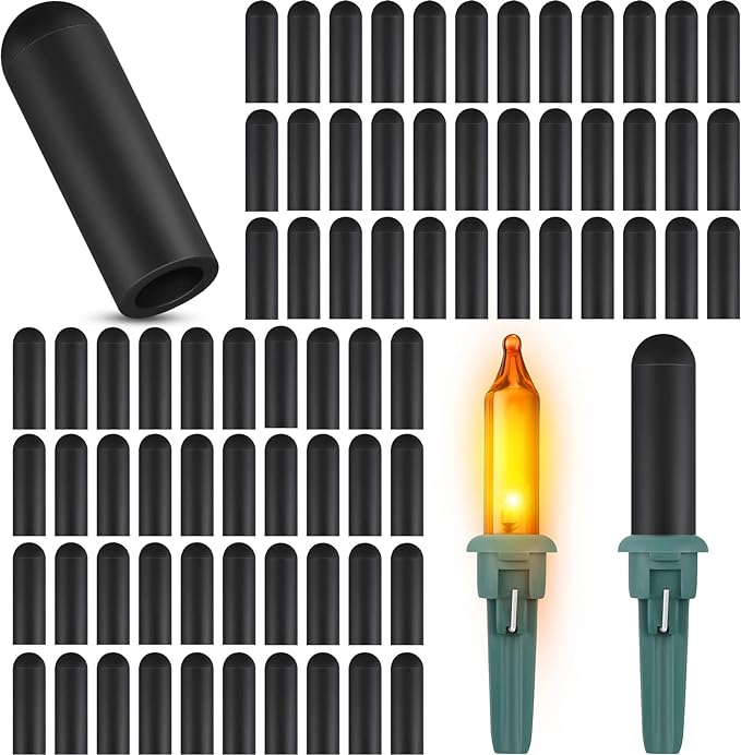 Zonon 200 Pieces No Glow Caps Christmas Glass LED Glow Plug Cap Light Blackout Caps No Glow Caps Black Out Cover for Christmas Lights (200 Pieces, 5 x 20 mm)