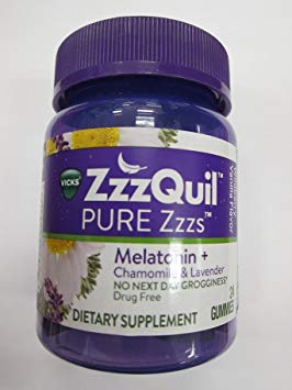 ZzzQuil Pure Zzzs Melatonin Sleep Chamomile Lavender, 24 Gummies (Pack of 2)