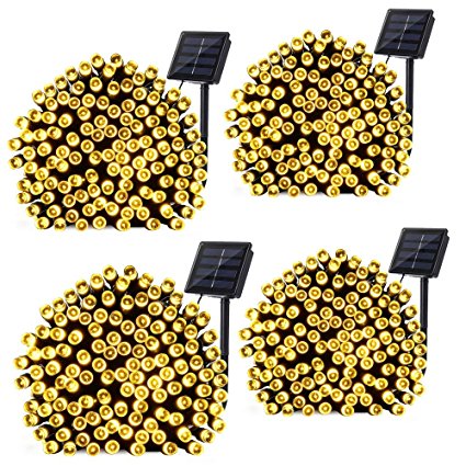 Qedertek 4 Pack Solar String Lights, 72ft 200 LED Fairy Garden Lights Decorative Lighting for Home, Lawn, Patio, Garden, Wedding, Party and Holiday Decorations (Warm White)