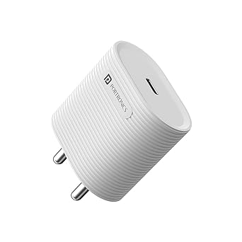 Portronics Adapto 33G 33W GaN Type C PD Port Fast Wall Charger Comes with 60W Nylon Braided Type C to Type C Fast Charging Cable, Compatible with iPhone 8 and Above, iPad, Tablet(White)