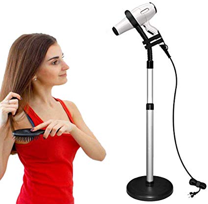 CHRUNONE Hair Dryer Stand, 360 Degree Rotating Lazy Hair Dryer Stand Hand Free With Heavy Base, Hands-Free Blow Dryer Holder Countertop, Adjustable Height Hair Dryer Holder