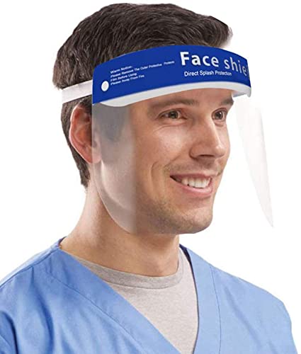 5 Pack All-Round Protection Cap for Men Women, with Clear Wide Visor Lightweight Transparent Face Bandanas with Adjustable Elastic Band