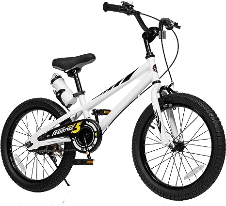 Royalbaby Freestyle Dual Handbrakes Kids Bike, 18 Inch Wheels Learning Bicycle for Beginners Boys Girls Age 5-9 Years, White