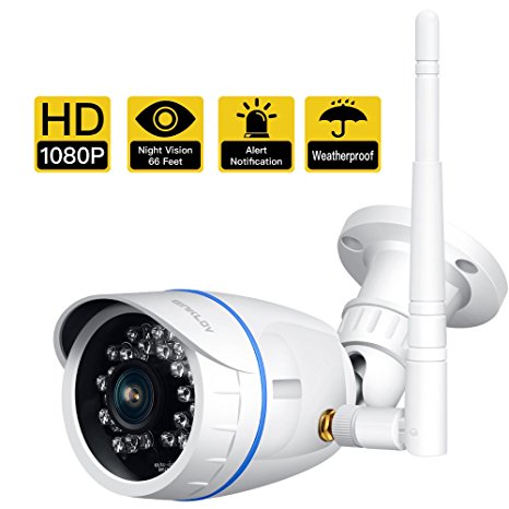 ENKLOV 1080P Outdoor Wireless WiFi IP Security Bullet Camera- IP65 Waterproof Surveillance Camera with Night Vision/Motion Detection