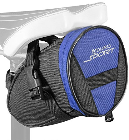 Aduro Sport Strap-On Bike Seat Storage Bag Wedge Saddle for Cycling with Quick Release Locks