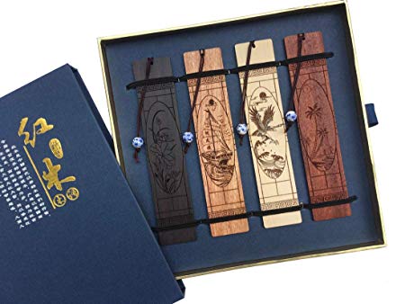 Bookmarks - Handmade Carving Natural Wood Bookmark (1 Set of 4 Pcs)
