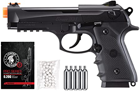 400 FPS WG Airsoft CO2 Gas Half Blowback Metal 331 M9 Airsoft Hand Gun Pistol with 6mm BBS and CO2 Cylinder Bundle