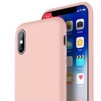 iPhone X Case, iPhone X Protective Case Slim for iPhone 10 (2017), New Generation Liquid Silicone Case [Ultra-slim Series] All-Round Protection with Anti-Dust for iPhonex Cover by Ainope (Pink)