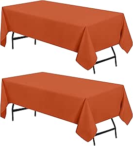 Utopia Kitchen Rectangle Table Cloth 2 Pack [60x102 Inches, Orange] Tablecloth Machine Washable Fabric Polyester Table Cover for Dining, Buffet Parties, Picnic, Events, Weddings and Restaurants