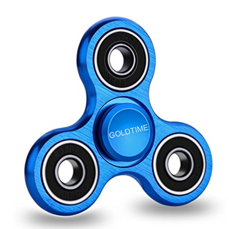 Tri-Spinner Fidget, GOLDTIME Metal Hand Spinner EDC Fidget, Spins Up To 5mins, Best Stress Anxiety Boredom Relieves Focus Toy for Killing Time(Blue)