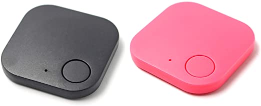 Acyan 2 Pack Smart GPS Tracker Key Finders Locator Wireless Anti-Lost Alarm Sensor Device for Kids Wallet Pets Cats Motorcycles Luggage, APP Control Compatible iOS Android (Black/Red, Square)