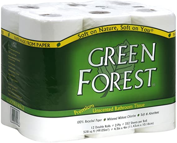 Green Forest Premium Unscented Bathroom Tissue, 352 Sheets per roll, 48 Pack