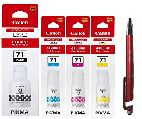 Canon 71 B/C/M/Y Ink Bottles for Canon Pixma G1020 G2020 G2021 G2060 G3020 G3021 G3060 GI-71 Bundle with ITGLOBAL (TM) 3 in 1 Multi-Function Pen (Very Colors)