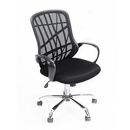 Aingoo Office Task Chair Mesh Swivel Computer Desk Chair Lumbar Support with Arms, Black