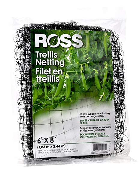 Ross Trellis Netting (Support for Climbing, Fruits, Vegetables and Flowers) Black Garden Netting, 6 feet x 8 feet (16037)