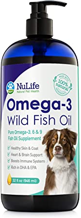 Pure Omega 3 Fish Oil for Dogs Liquid, Wild Caught from Iceland, Skin and Coat Supplement for Shedding, Dry Itchy Skin, Heart & Joint Health, Rich in EPA   DHA with Omega 3, 6 & 9 Fatty Acids, 32 oz