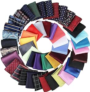 47 Pieces Men Pocket Square Handkerchief Soft Colored Hankies for Party Wedding